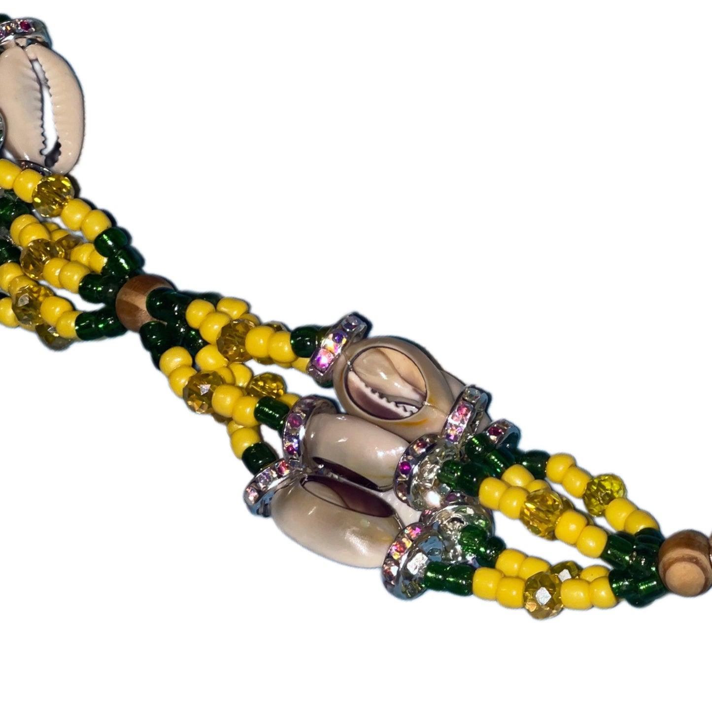 Collar San Judas Tadeo Conchas Verde y Amarillo