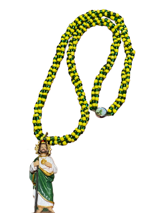Collar San Judas Tadeo de 2 Colores (verde y amarillo)