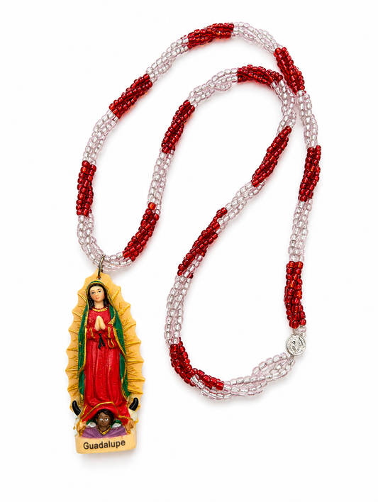 Collar Virgencita de Guadalupe Rojo y Rosa